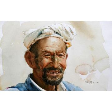关维兴国画人物Old Farmer in Red字画之家