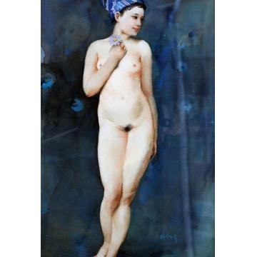 关维兴国画人物G5 NudeBlue Backgrou字画之家