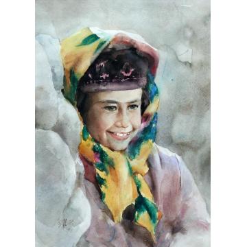 关维兴水彩人物LH13Tajik Girl Yell字画之家
