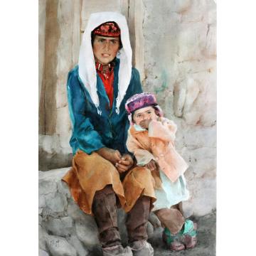 关维兴国画人物Mother and Daughter字画之家