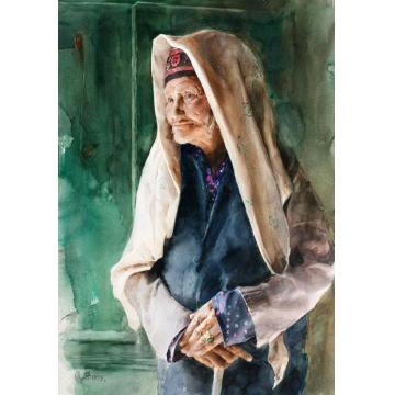 关维兴国画人物Old Woman at the Door字画之家