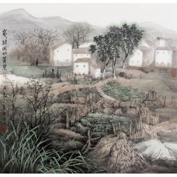 陈危冰油画风景家家结个竹篱笆字画之家