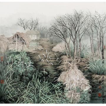 陈危冰国画山水林深鸟唤人字画之家