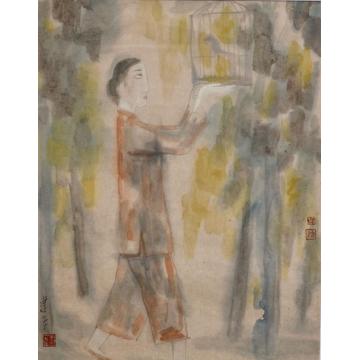 梁建平国画人物心象系列·听荷字画之家
