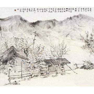 羊草国画山水写生之四字画之家