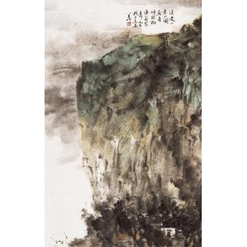 羊草国画山水溪边小景字画之家