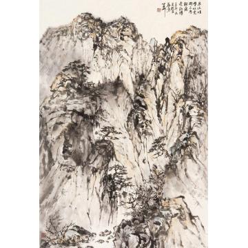 羊草国画山水泉流峭壁字画之家
