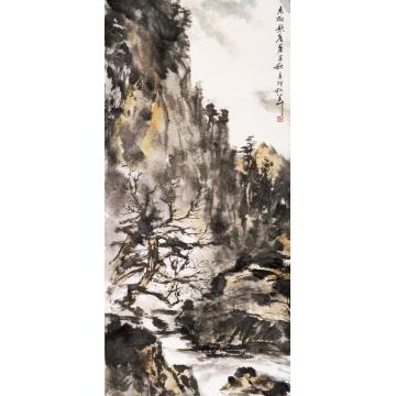 羊草国画山水老树悬崖叶半秋字画之家