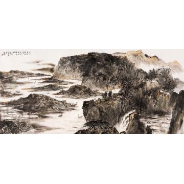 羊草国画山水江上苍山横绝壁字画之家