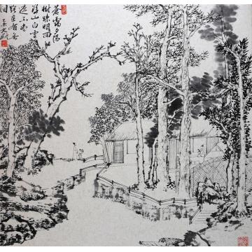 文蔚国画山水白云遮不尽字画之家
