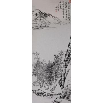 文蔚国画山水三月江南春雨歇字画之家