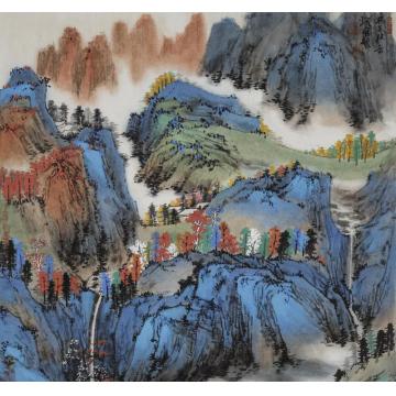 林煜峰国画山水秋山红树字画之家