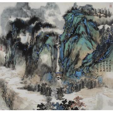 林煜峰国画山水树梢清泉字画之家