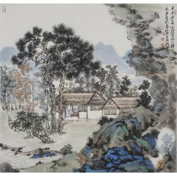 林煜峰国画山水松风草庐字画之家