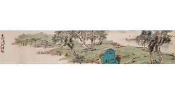 林煜峰国画山水春堤钓艇字画之家