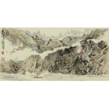 林煜峰国画山水江流有声字画之家