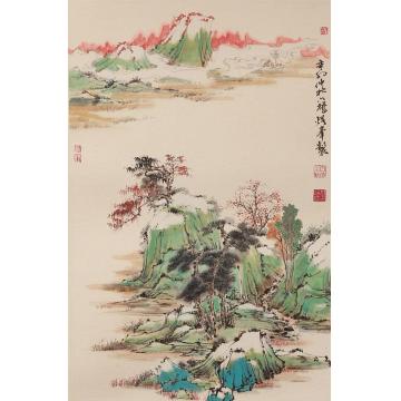 林煜峰国画山水蒲雪晚照字画之家