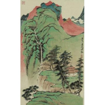 林煜峰国画山水林亭飞瀑字画之家