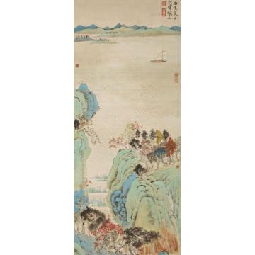 林煜峰国画山水平湖归帆字画之家