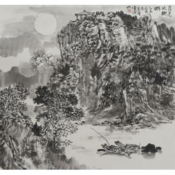 宋杰国画山水丹崖月幽字画之家