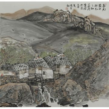 宋杰国画山水春雨字画之家