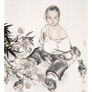 赵晨国画人物山娃字画之家