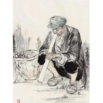 赵晨国画人物小憩字画之家