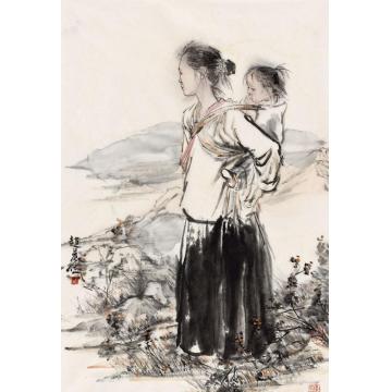 赵晨国画人物母子字画之家