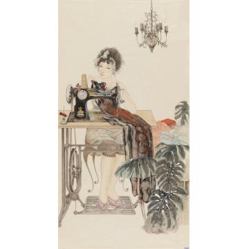 罗灿国画人物出嫁前夕字画之家