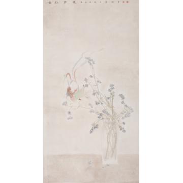 罗灿国画人物淡彩穿花字画之家