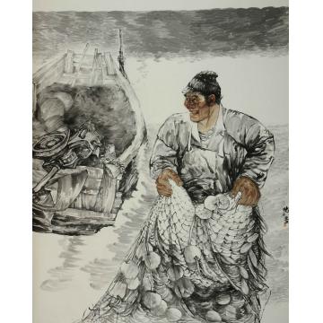 杨平国画人物潮起潮落字画之家