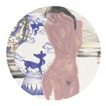 杨平国画人物独语．青花瓷系列NO字画之家