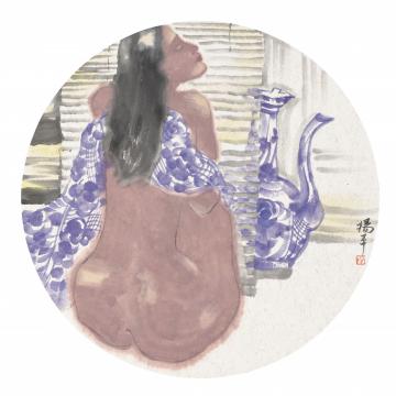 杨平国画人物独语．青花瓷系列NO字画之家
