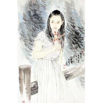 孟刚国画人物待月字画之家