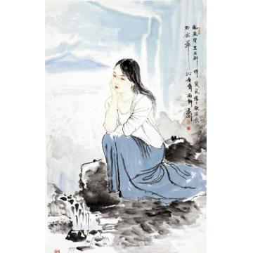孟刚国画人物乱泉声里正斜晖，岚气蒙蒙字画之家