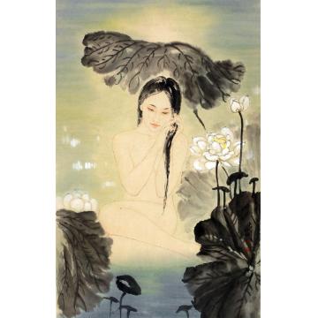 孟刚国画人物荷花世界梦皆香字画之家