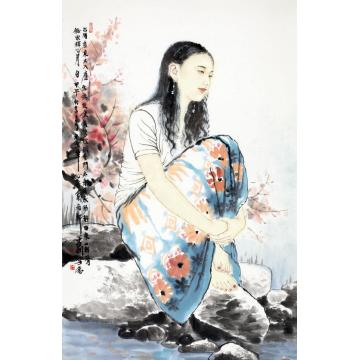孟刚国画人物青溪之二字画之家