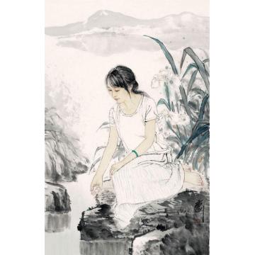 孟刚国画人物在水一方（一）字画之家