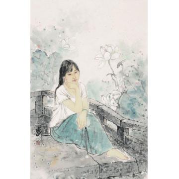 孟刚国画人物静香（一）字画之家