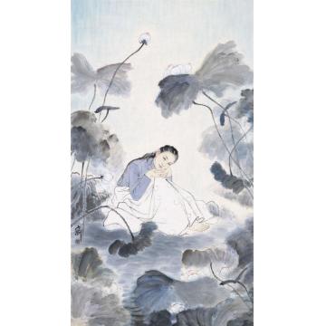 孟刚国画人物白荷字画之家