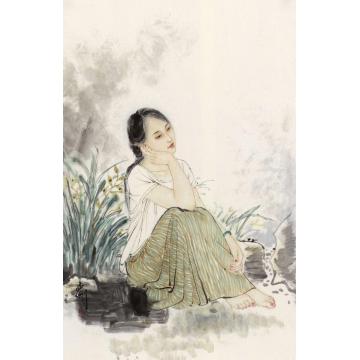 孟刚国画人物兰之猗猗，扬扬其香字画之家