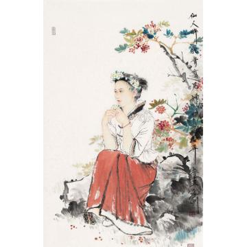 孟刚国画人物飞雪弄春星字画之家