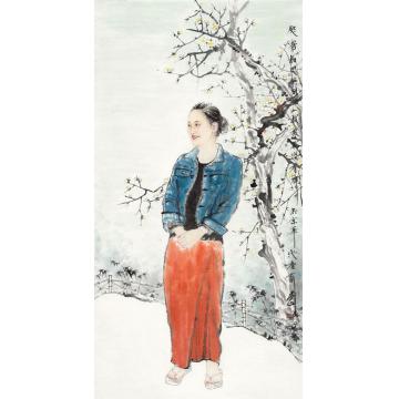 孟刚国画人物一枝寒玉淡春晖字画之家