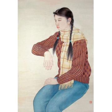 孟刚国画人物少女字画之家