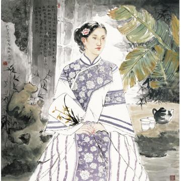 孟刚国画人物庭院深深字画之家