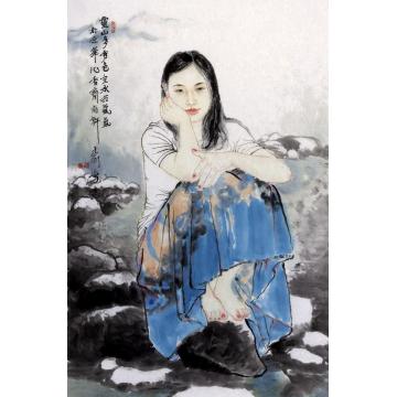 孟刚国画人物灵山多秀色 空水共氤氲字画之家