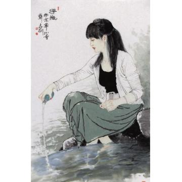 孟刚国画人物圣·水·灵之净瓶字画之家
