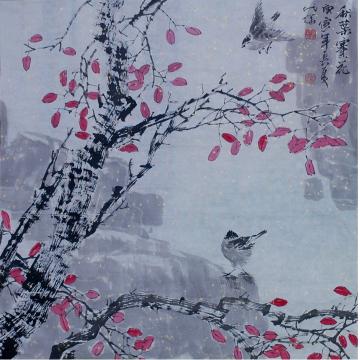 戚代华国画花鸟秋叶赛花字画之家