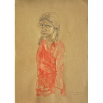 刘栋国画人物印度2014-红衣少女字画之家