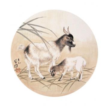 方楚雄国画动物母子羊字画之家
